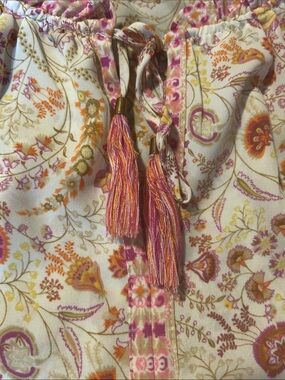 Rose & Olive Pink Floral Peasant Top Size Large